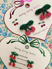 Mini Cherry Hair Pins 4 Pack