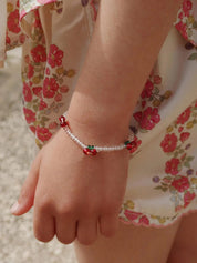 Pearly Cherry Necklace and Bracelet Set