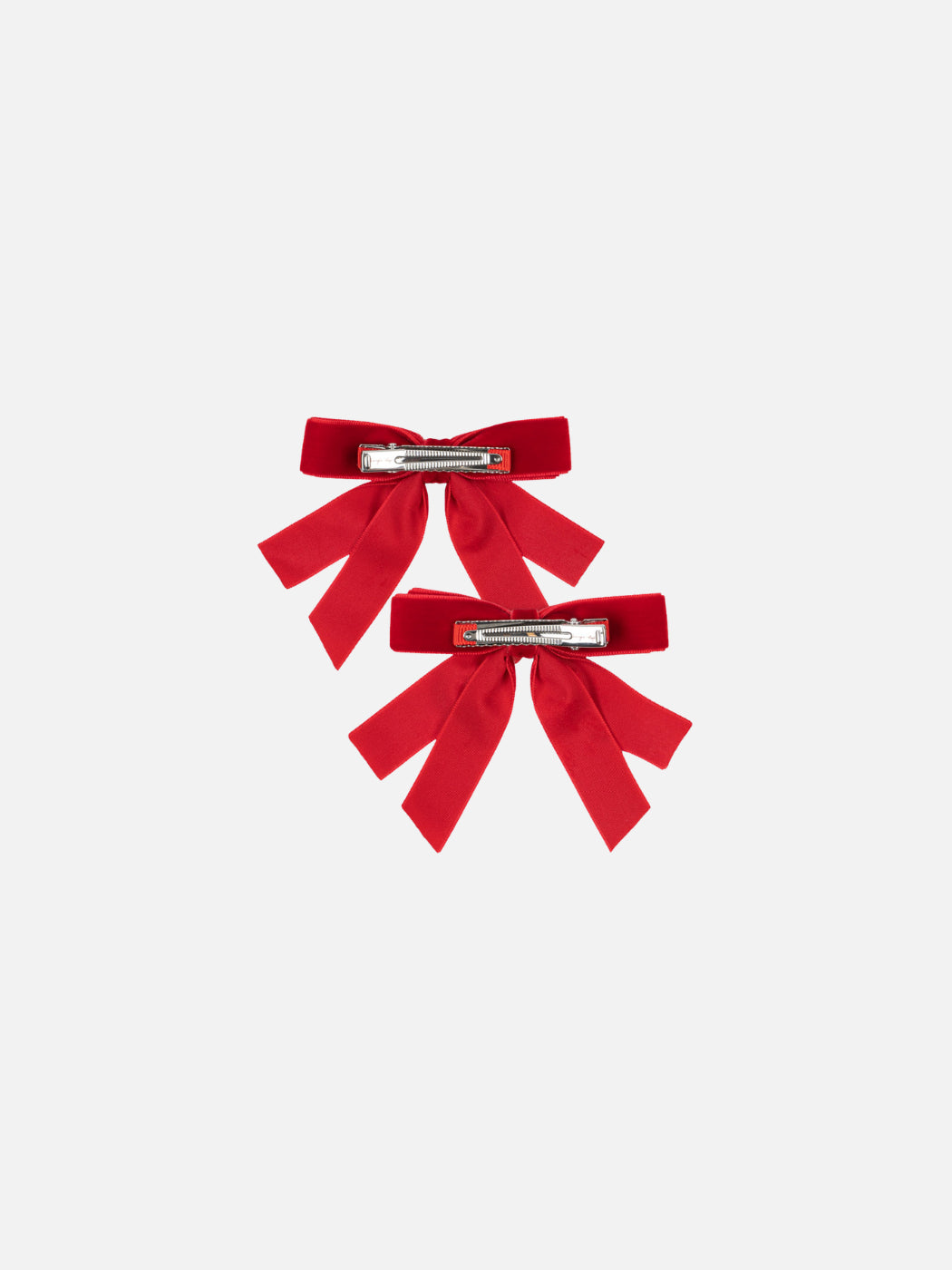 Velvet Double Bow Hair Clips 2 Pack - Barbados Cherry