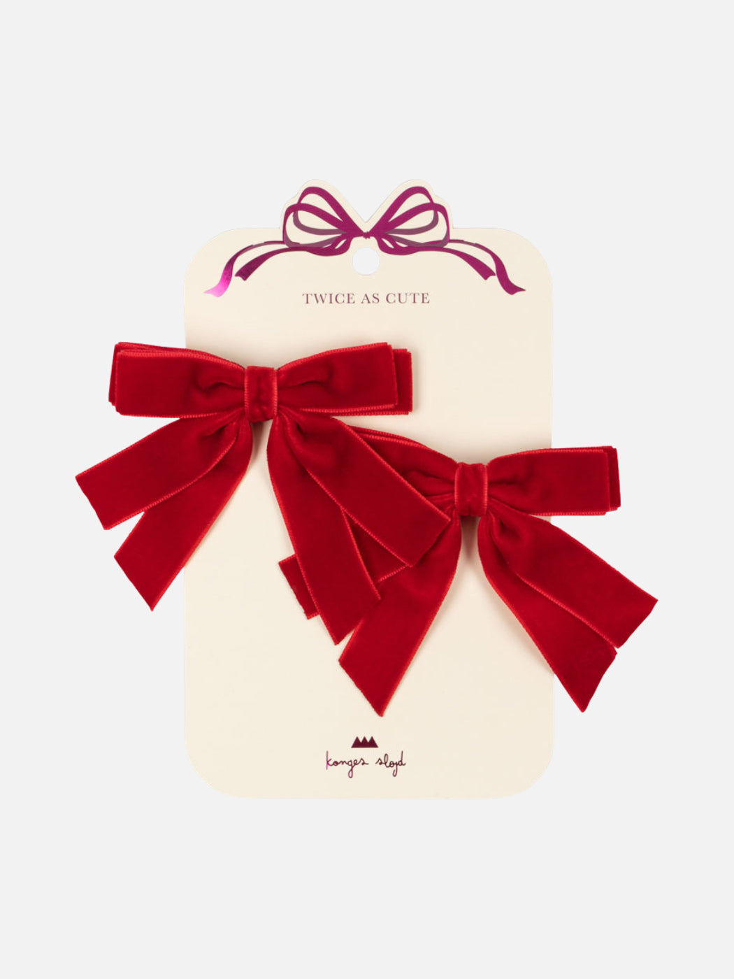 Velvet Double Bow Hair Clips 2 Pack - Barbados Cherry