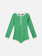 Rib Rashie Onesie - Parrot Green