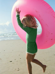 Rib Rashie Onesie - Parrot Green