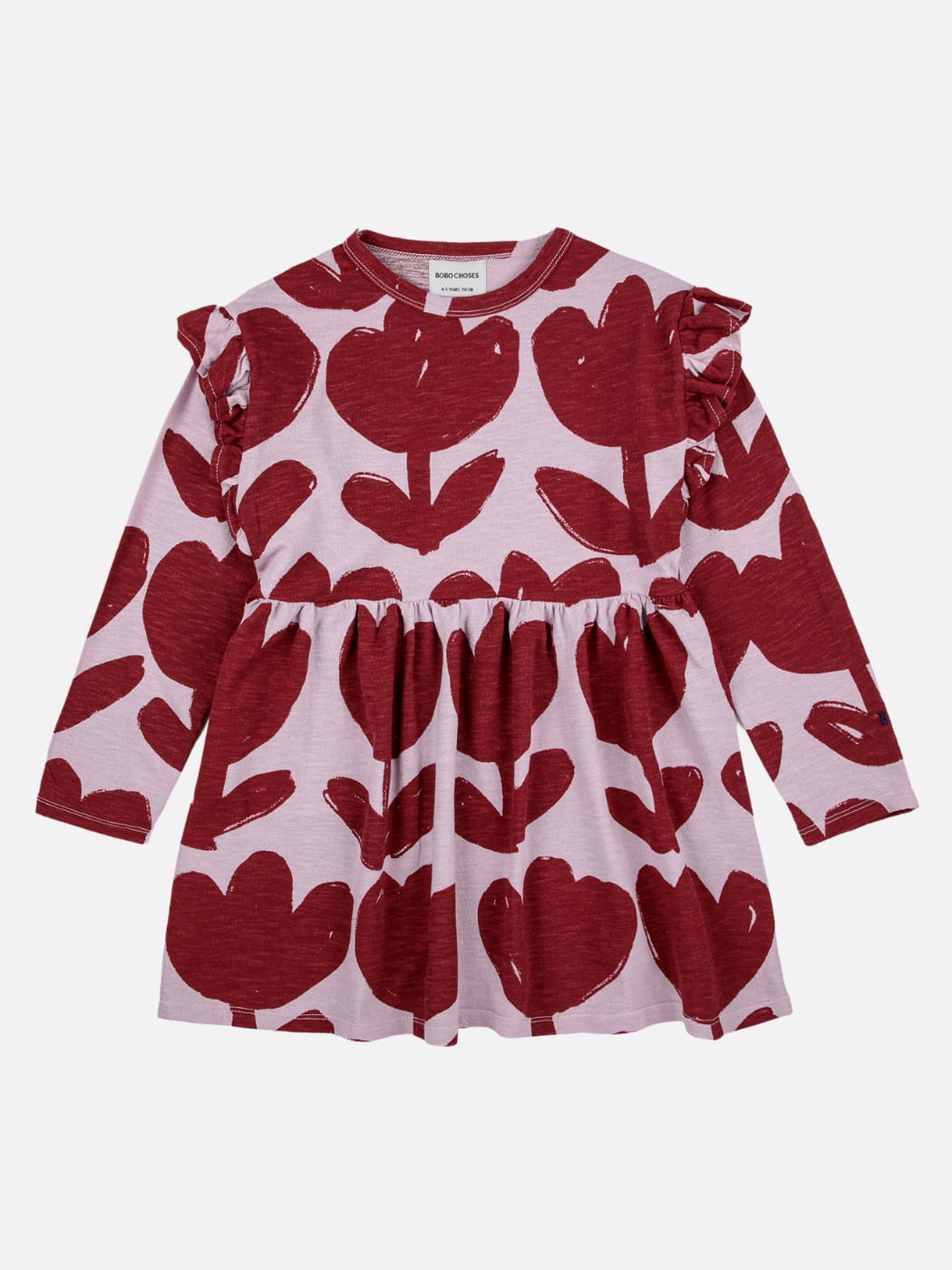 Retro Flowers All Over Ruffle Dress