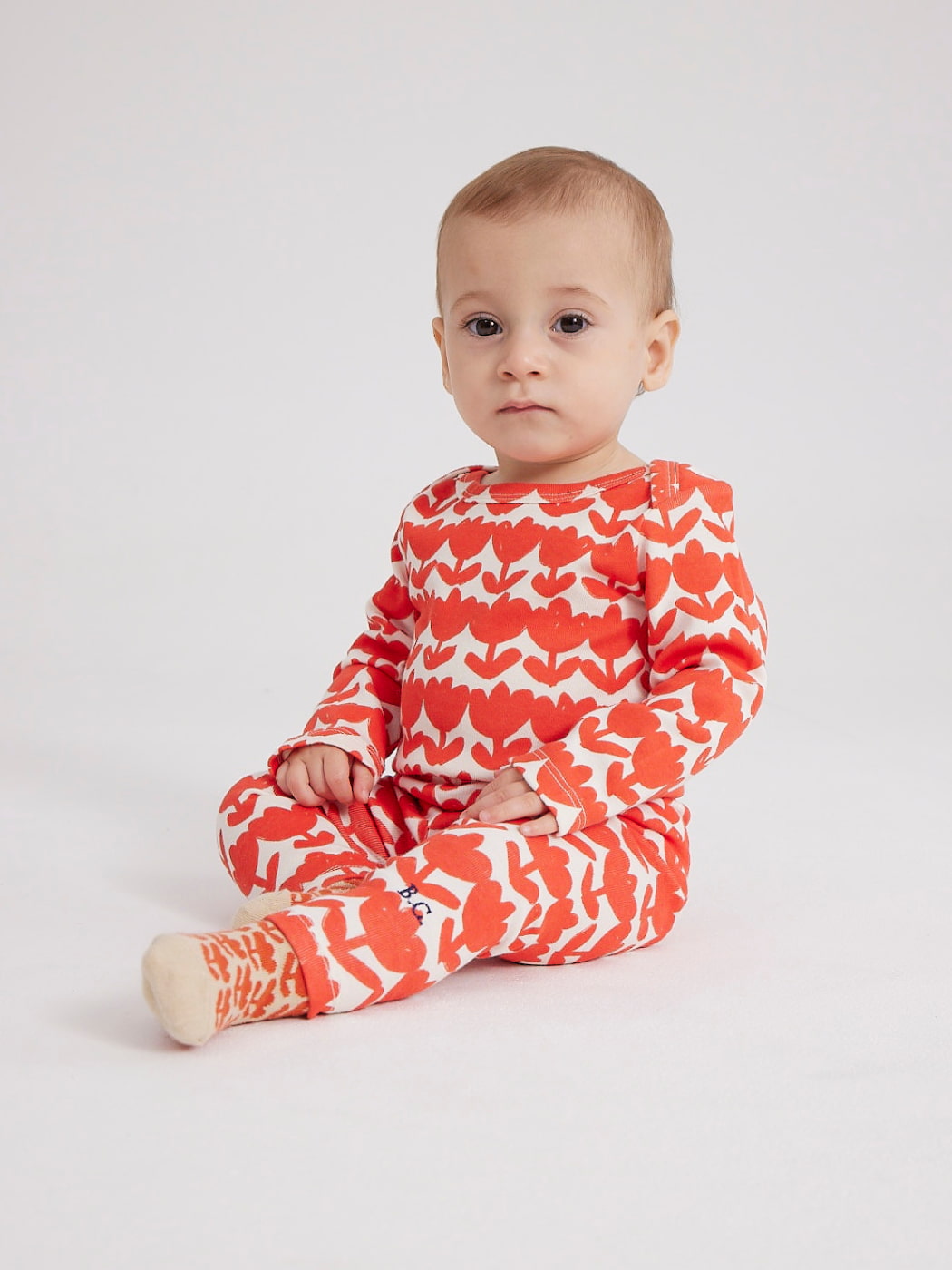 Retro Flowers All Over Long Sleeve Bodysuit