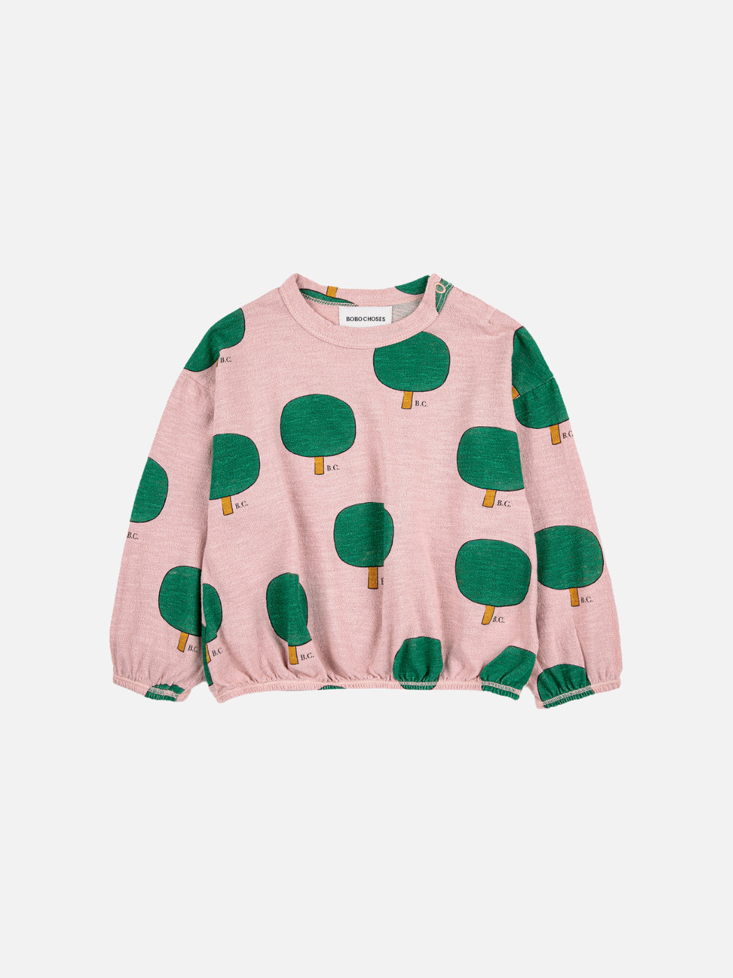 Green Tree Gathered Long Sleeve T-Shirt