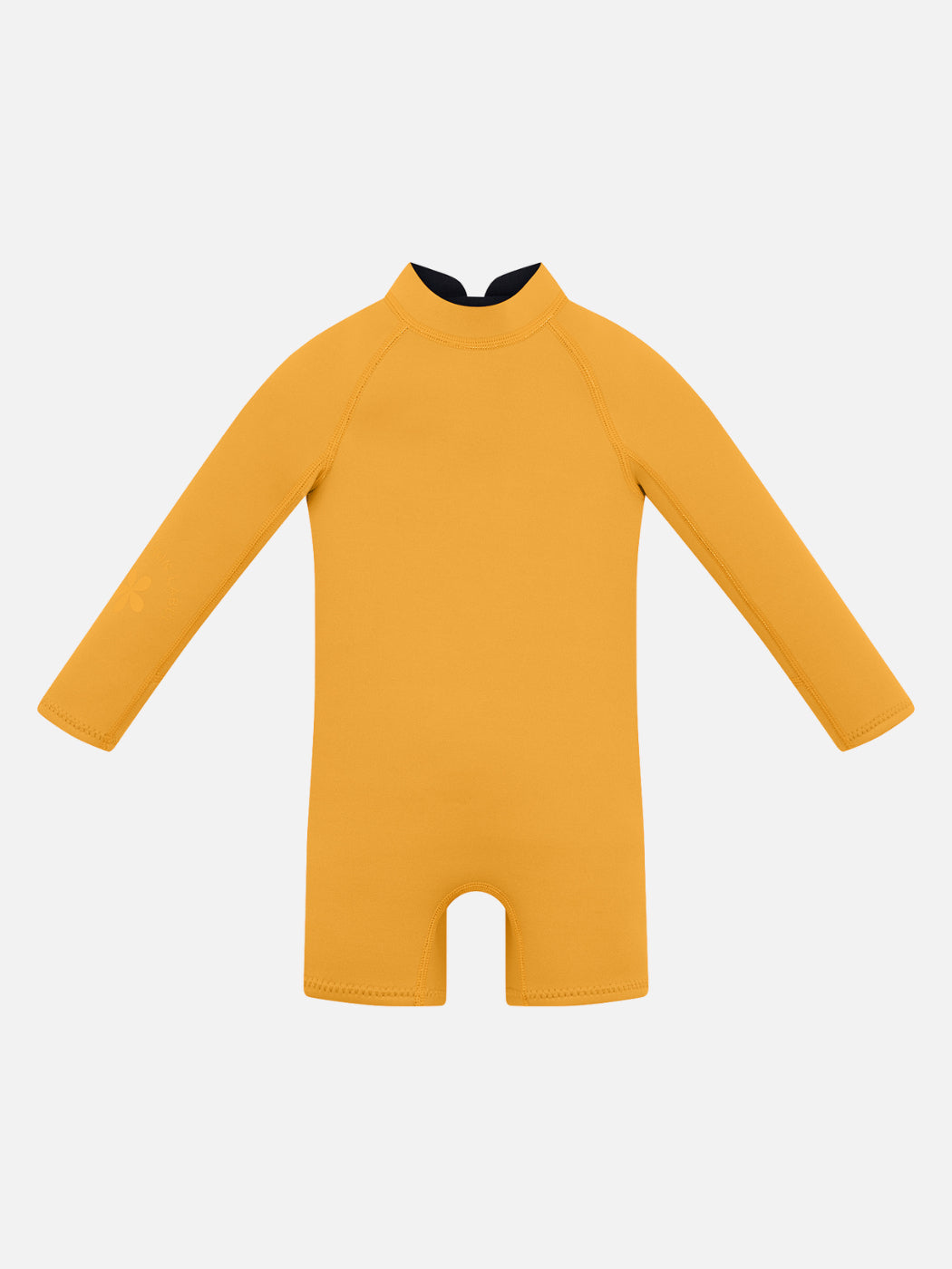 Kids and baby wetsuit with long arms in bright sunflower yellow
