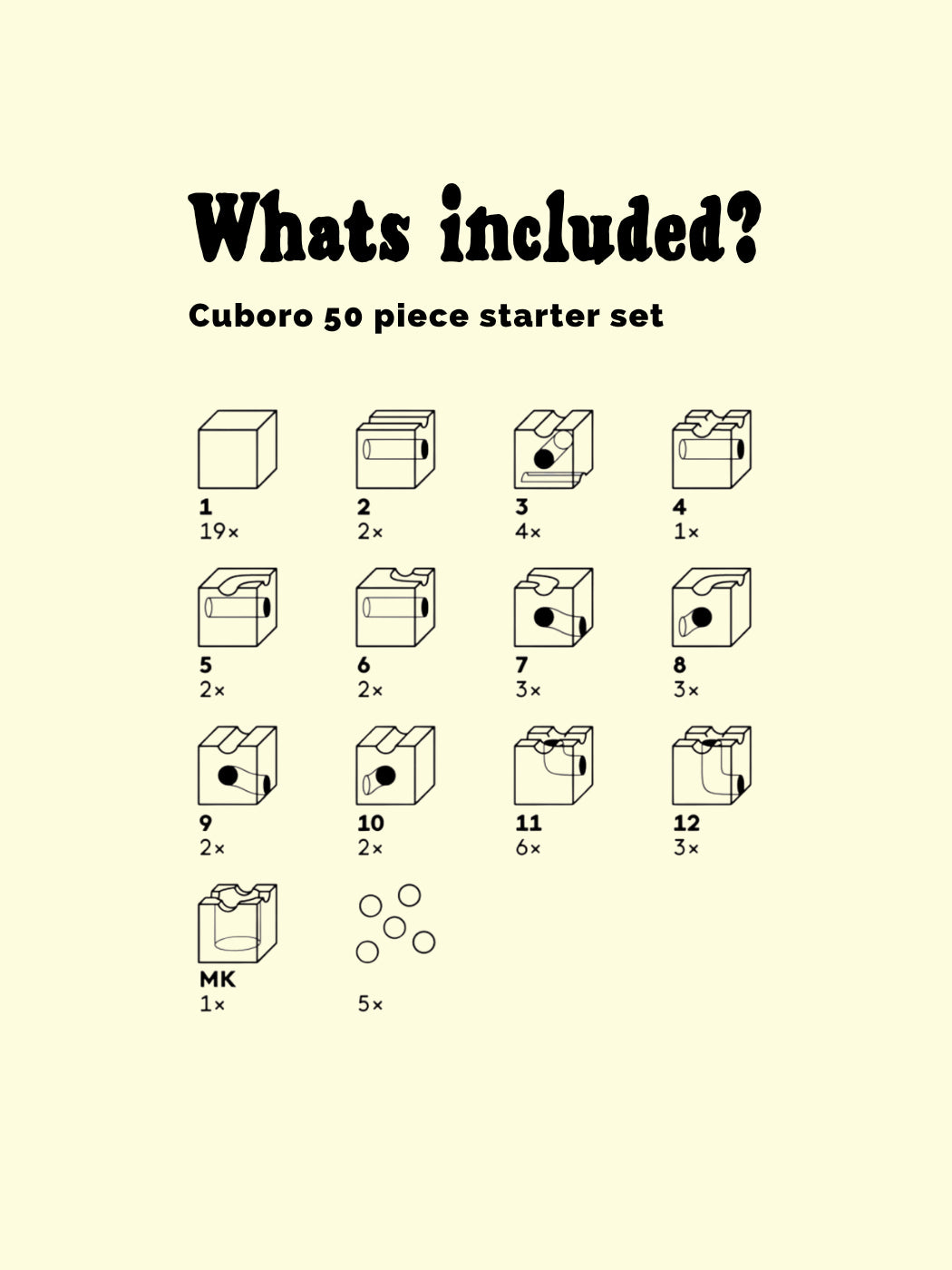 CUBORO Marble Run - Standard Starter Set of 50
