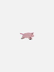 Wooden Pink Pig toy with a cord tail