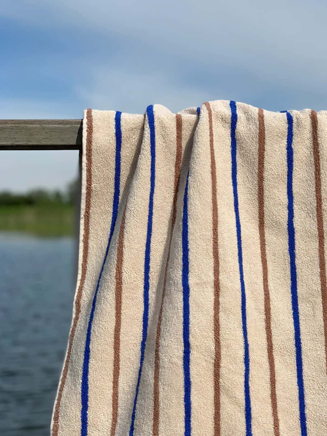 Organic Cotton Kids Hooded Towel - Caramel + Blue