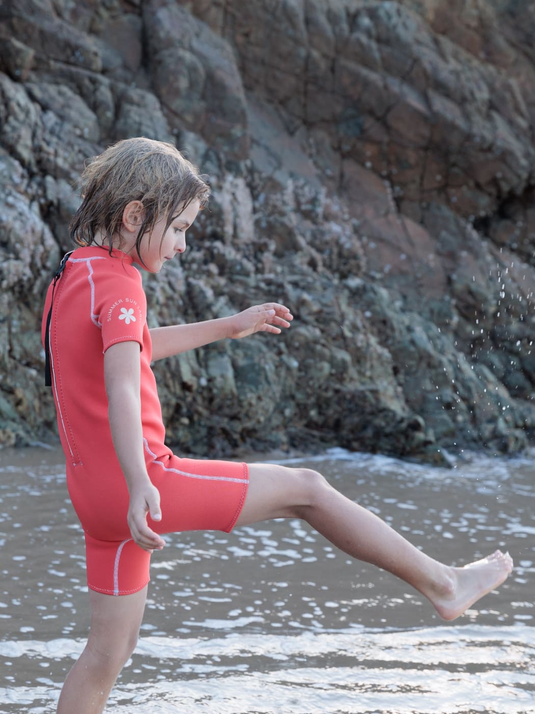 Kurzarm-Springsuit-Neoprenanzug - Tomate