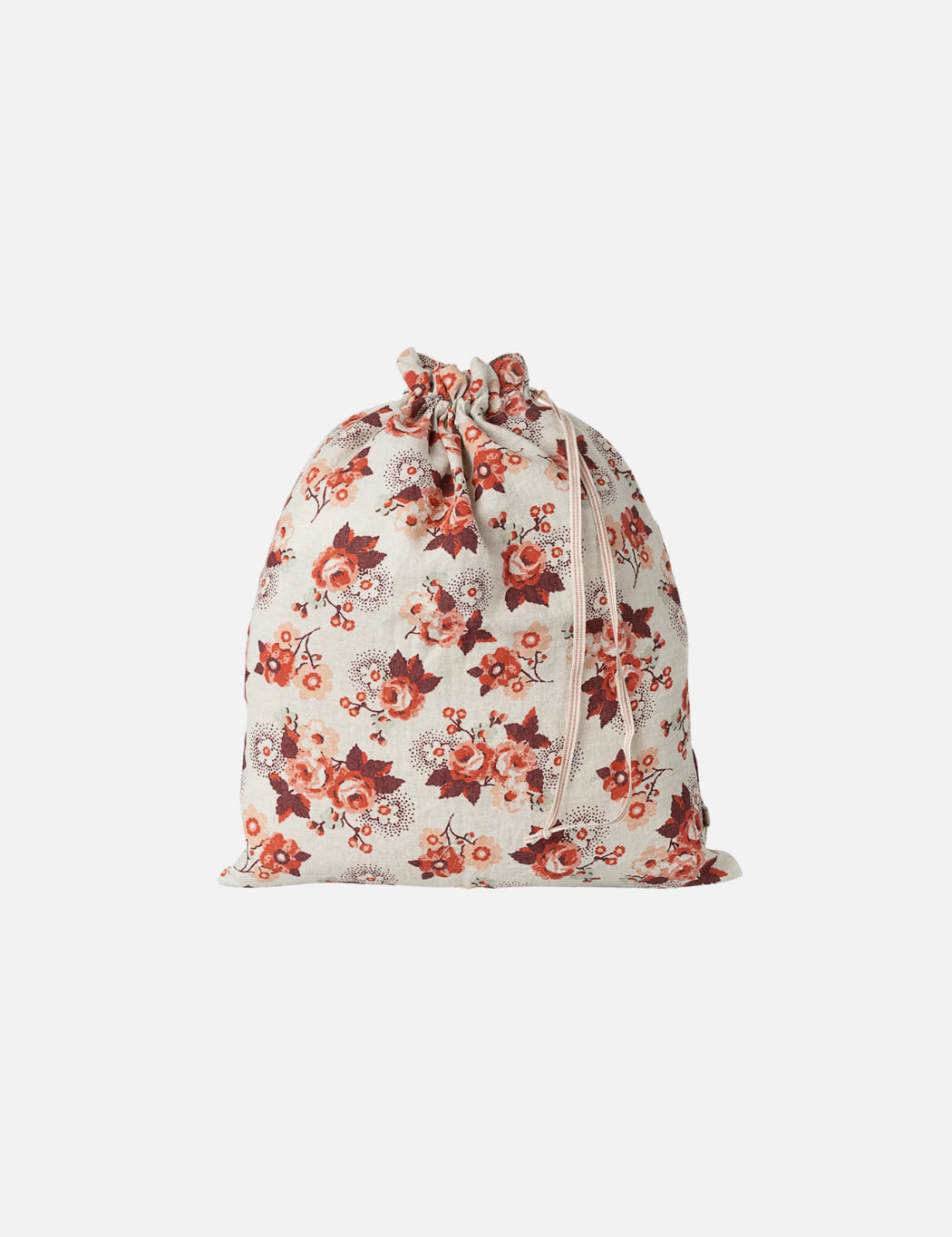 Floral drawstring bag on a white background