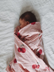 Organic Muslin Swaddle - Two Cherries