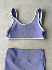 Rib Scoop Bikini Top - Grape Mini Stripe