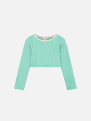 Rib Crop Rashie - Aqua
