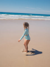Rib Crop Rashie - Aqua