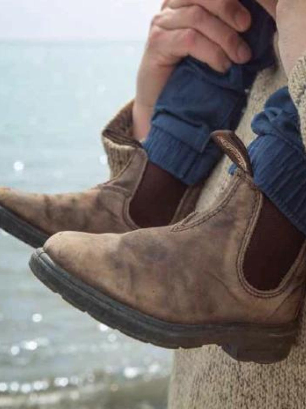 Brown leather blundstones for kids