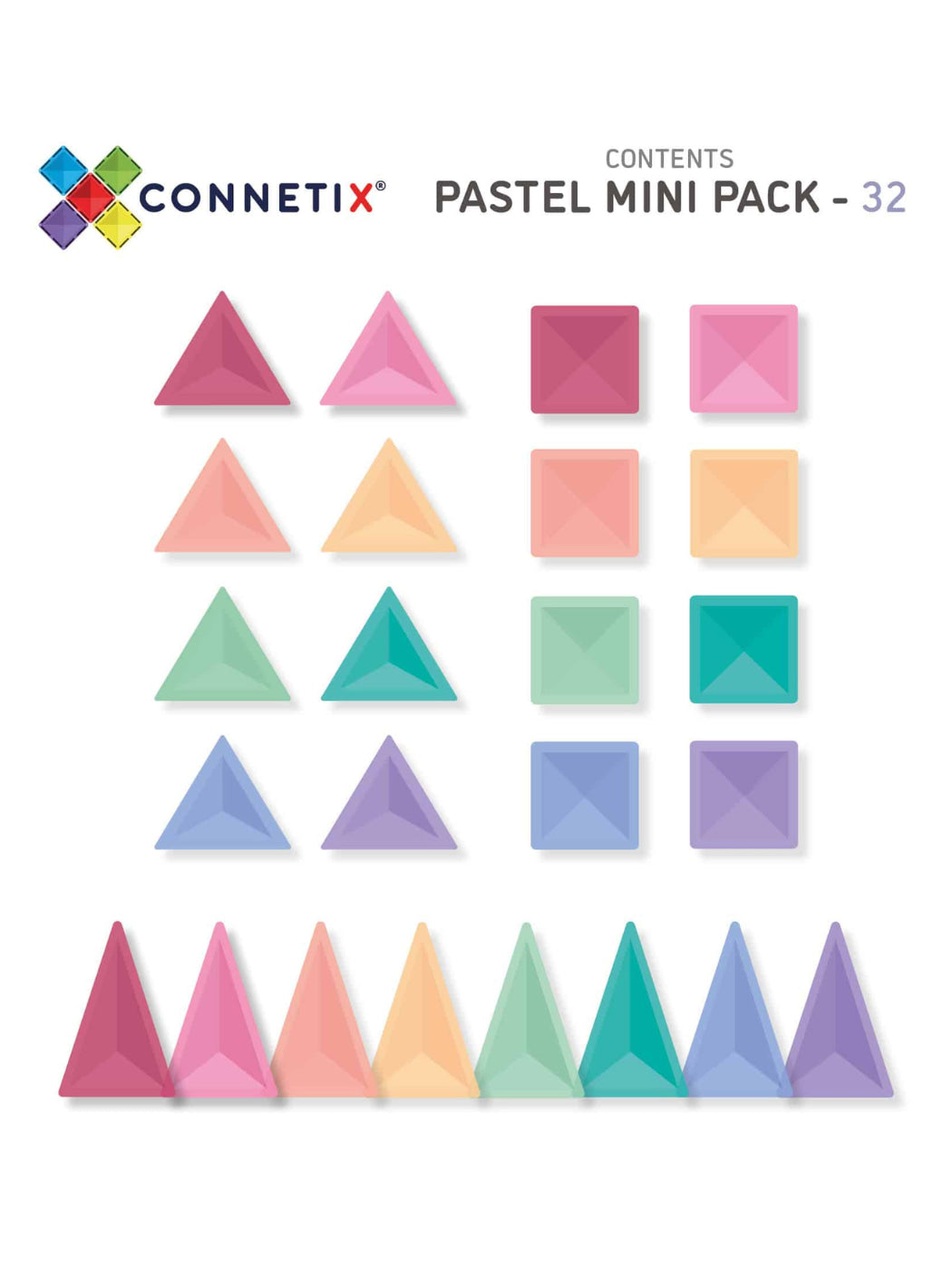 Magnet Tiles - 32 Piece Pastel Mini Pack