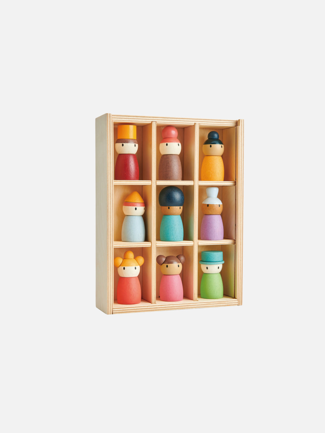 9 little people in a wooden hotel