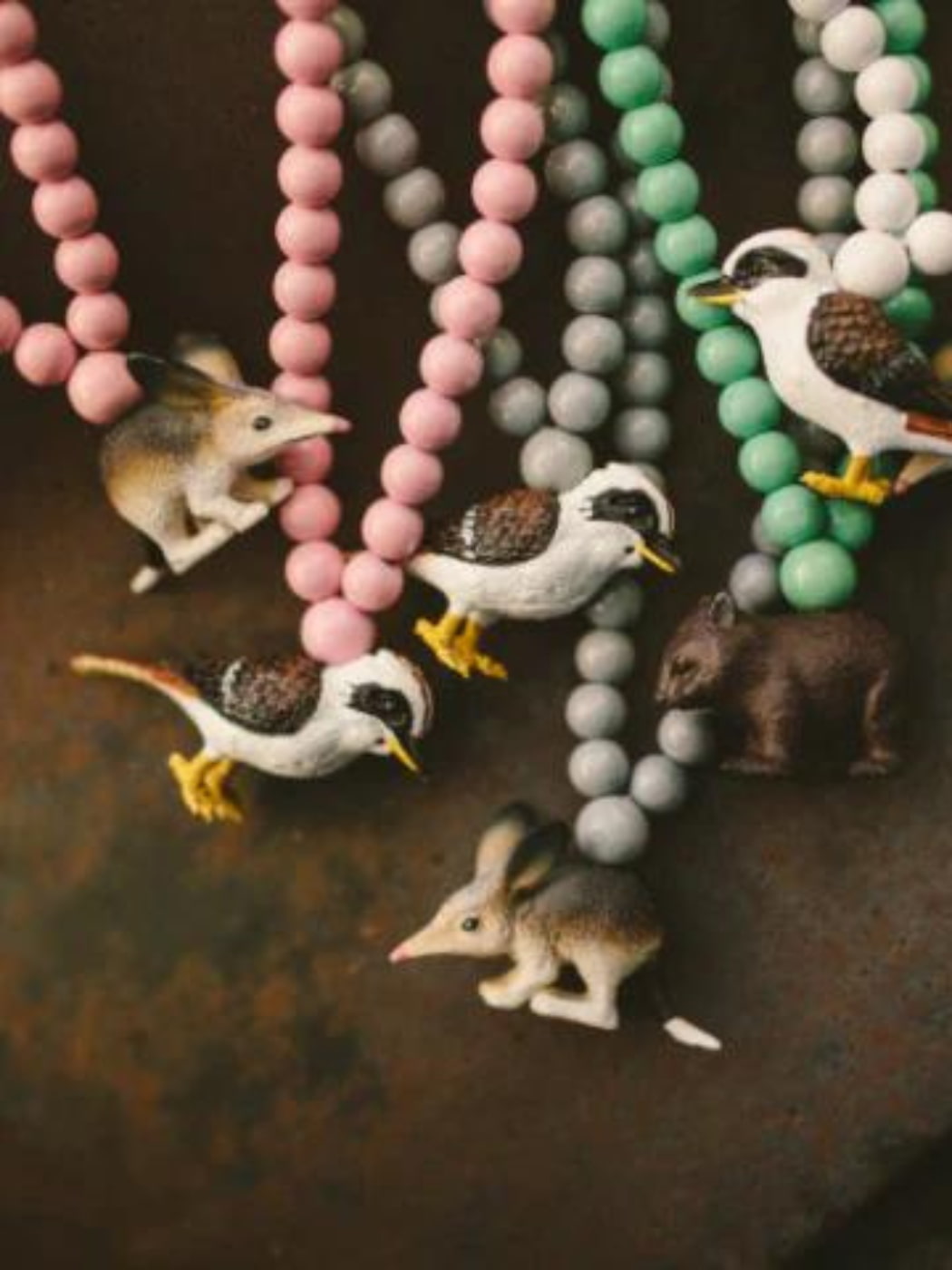 Wooden Animal Necklace - Candyfloss Kookaburra